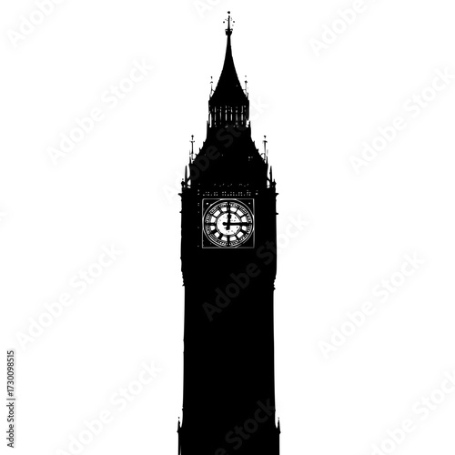 Vector art of the iconic big ben stands tall, its silhouette a symbol of london, , capturing the essence of british history and architectural grandeur