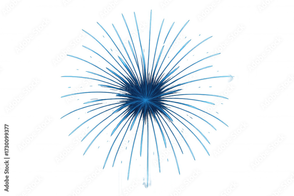 Fototapeta premium Blue firework exploding, vivid light effect creating radial pattern, festive celebration design element