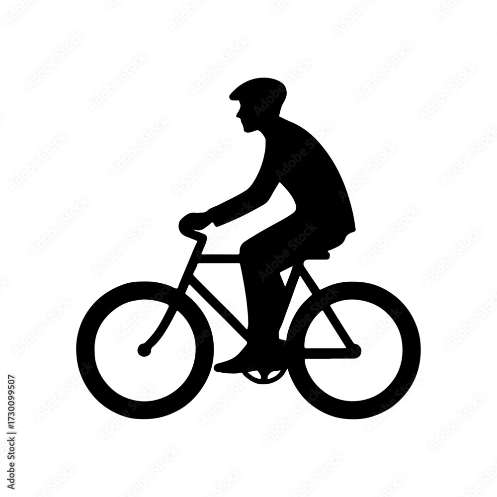 Fototapeta premium Silhouette of a man riding a bicycle vector illustration