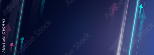 Several bold, bright pink and blue arrow scattered randomly on a gradient blue background.