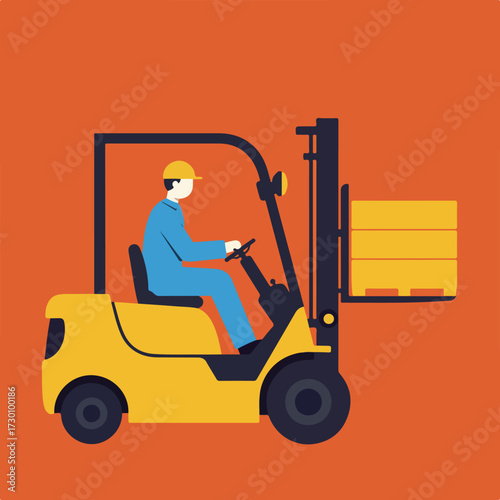 Forklift operator lifts boxes
