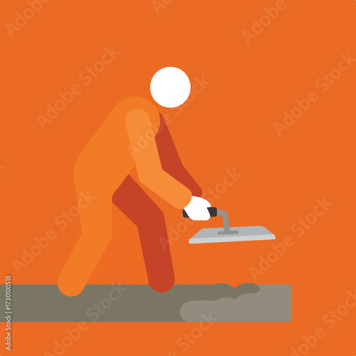 Person smoothing cement with a trowel