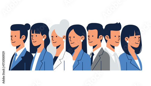 Vector art of diverse group of business people standing together 