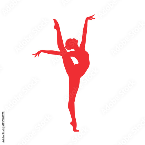 Red silhouette of a ballerina in a pose
