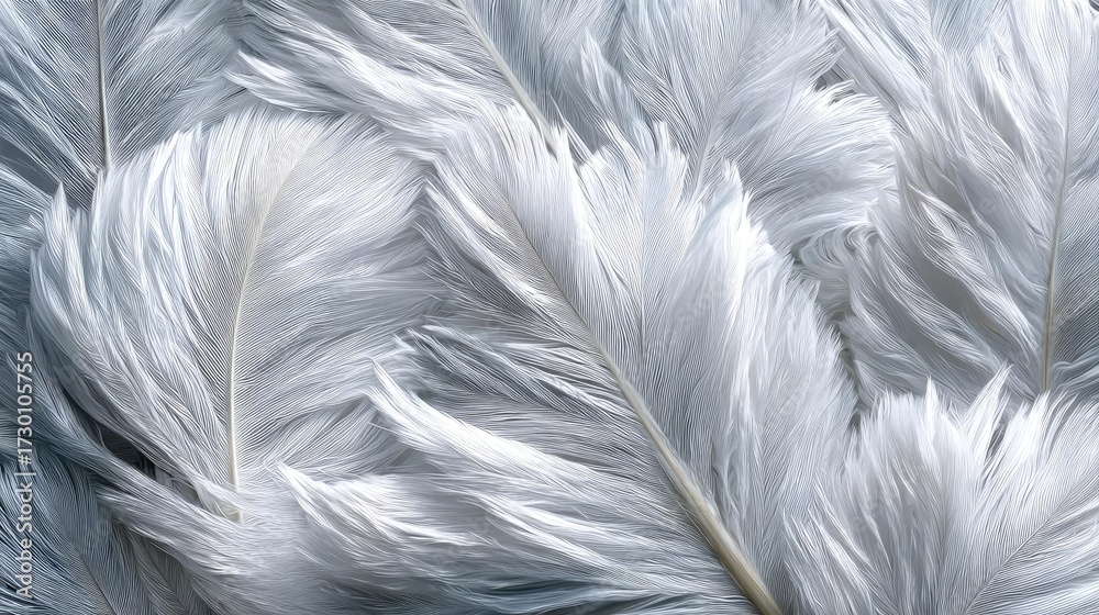 Fototapeta premium Closeup white feathers background for calm concept. Soft, delicate white feathers gently layered together.