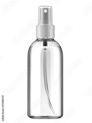 Clear spray bottle isolated on transparent background, perfect for cosmetic products