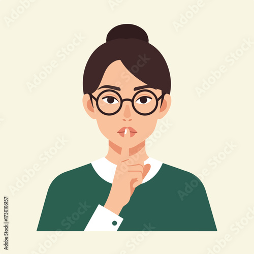 Woman gesturing silence