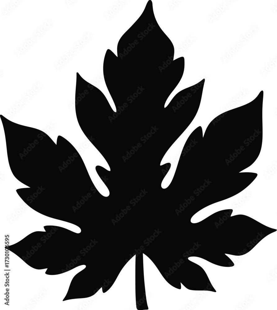 Obraz premium Black silhouette of a detailed leaf vector graphic scalable illustration for eps