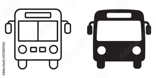 Bus icon vector illustration black and white public transportation concept