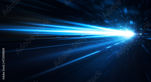 Abstract blue light trails background suggesting speed and futuristic technology