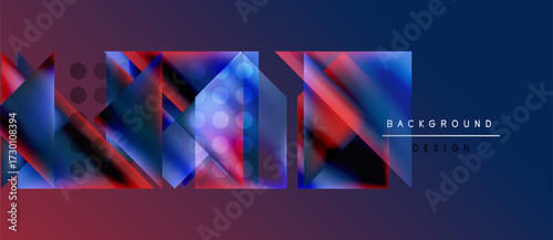 Abstract geometric shapes, vibrant colors, dynamic composition. Modern design elements create striking visual impact.