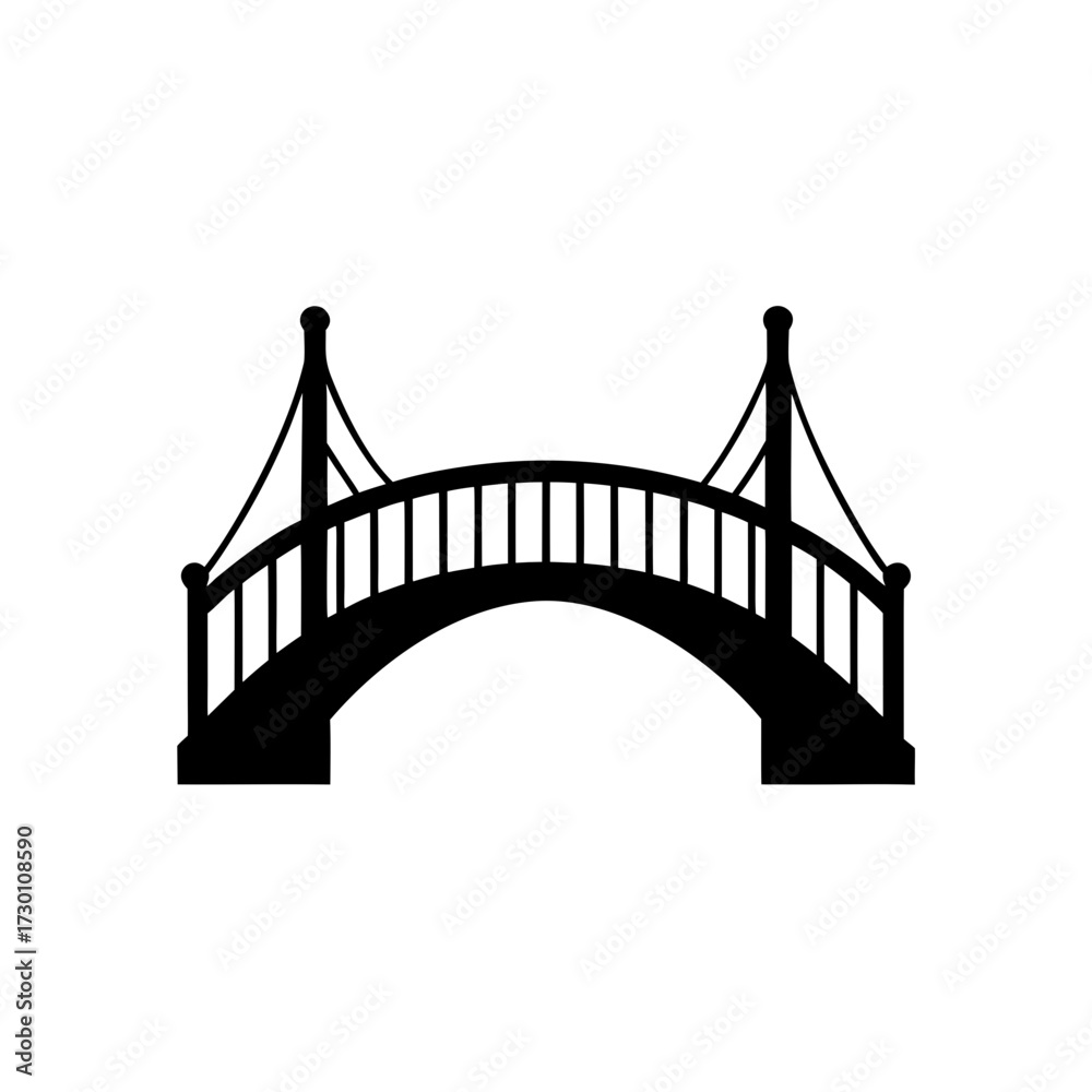 Obraz premium bridge icon black silhouette vector illustration on transparent background