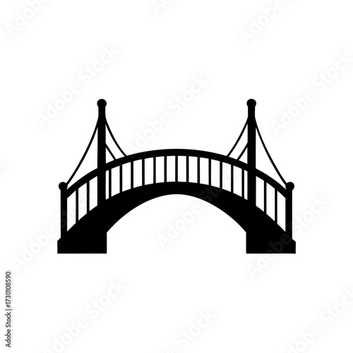 bridge icon black silhouette vector illustration on transparent background