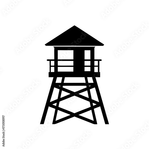 lifeguard tower icon black silhouette vector illustration on transparent background