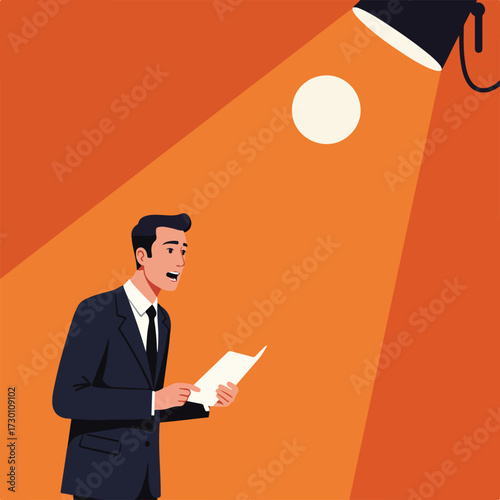 Speaker with text in spotlight