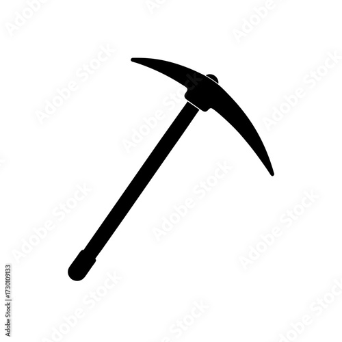 pickaxe icon black silhouette vector illustration on transparent background