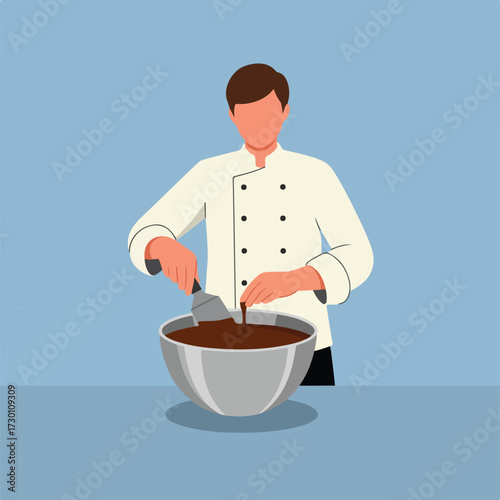 Chef mixing batter in a bowl