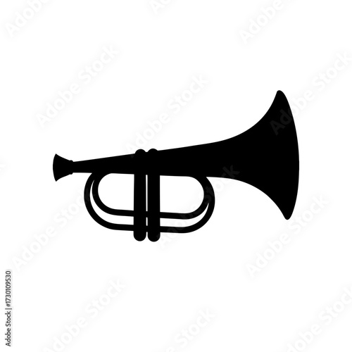 trumpet horn icon black silhouette vector illustration on transparent background