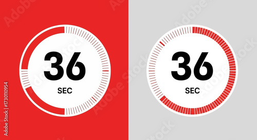 Visual Representation of a Countdown Timer Showing Thirty Six Seconds Remaining for a Workout Routine or Activity