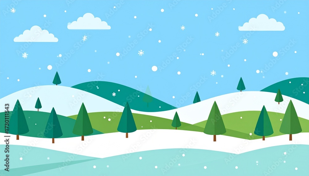 Fototapeta premium Winter Landscape with Snow and Trees