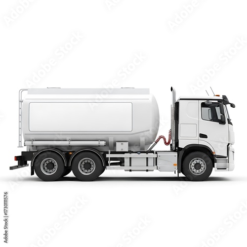 White Tanker Truck Side View.