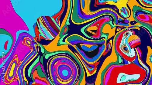 Abstract colorful background with a seamless psychedelic wave pattern for a vibrant, retro textile design 4k Abstract background video