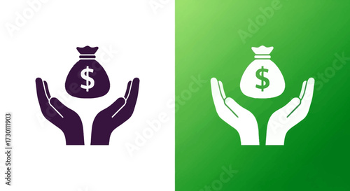 Symbol Representing Financial Security And Wealth Protection With Hands Holding A Money Bag Offering Support And Care