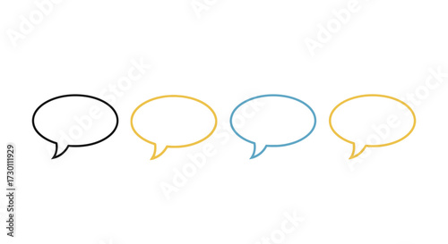 Four Multicolored Speech Bubbles Representing Diverse Conversation and Communication Concepts