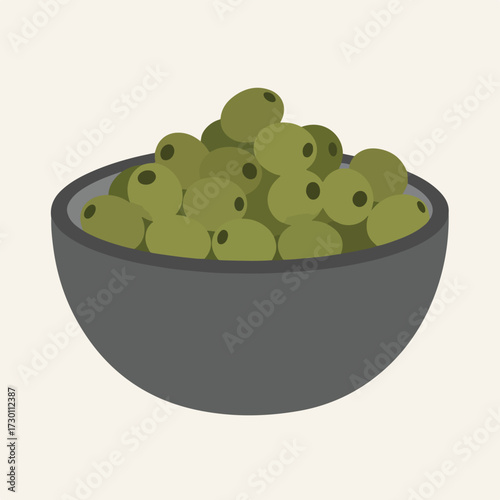 Bowl full of green olives with pits