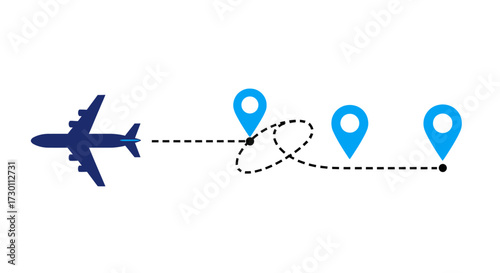 Tracking Airplane Flight Paths Across Multiple Destinations on a World Map Illustrating Travel Itinerary Planning