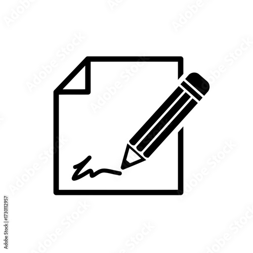 Pencil writing signature on document isolated on transparent background