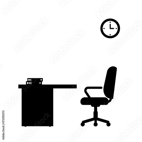 Simple white clock face with hands isolated on transparent background