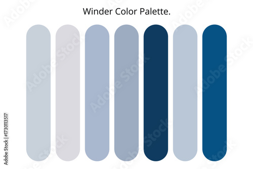 Winter color palette featuring icy blues, frosty grays, and deep navy tones, ideal for seasonal design, branding, fashion, minimal backgrounds, and modern creative inspiration