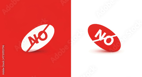 The Universal Symbol for Prohibition and Negation Displayed on Red and White Backgrounds Representing a Strong Concept of Refusal