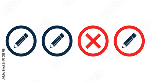 Visual Representation of Correct and Incorrect Choices Using Pencils and Cross Marks