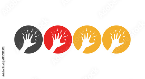 Illustration of Four Diverse Hands Reaching Outward From Colorful Circles Representing Unity Community and Inclusivity