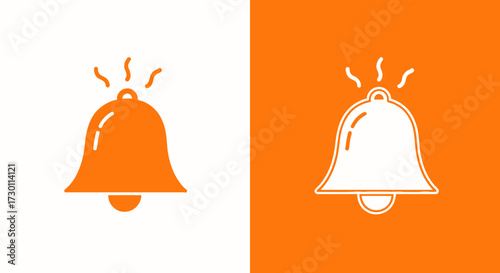 A Pair of Vibrant Orange Bell Icons Signaling Attention or Alerts Displayed Side by Side on Contrasting Backgrounds