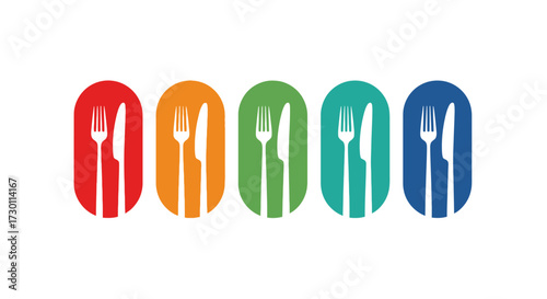A Colorful Collection of Cutlery in Oval Shapes Representing Dining and Cuisine