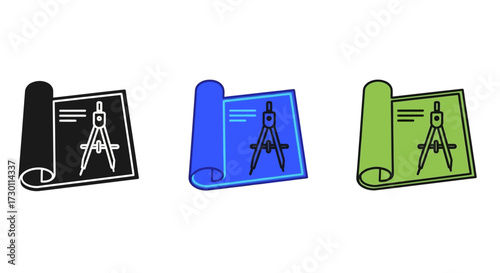 Architectural Designs and Construction Blueprints Displaying Engineering Tools for Project Planning and Development