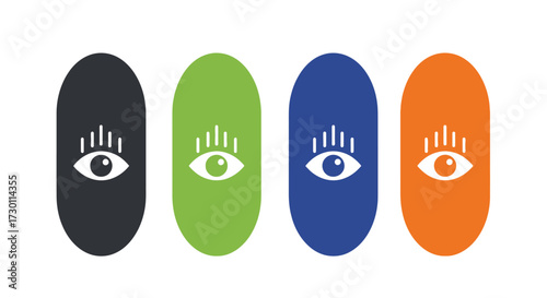 A Striking Array of Four Colorful Oval Shapes Each Featuring a Stylized Eye Symbol Representing Vision and Insight