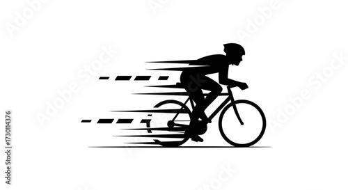 Dynamic Silhouette of a Cyclist in Motion Representing Speed and Athleticism