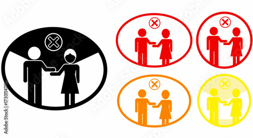 Social Distancing Icons Representing Unsafe Handshakes and Personal Space During Health Crises