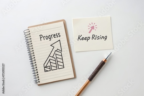 Wallpaper Mural A notebook with "Progress" and an upward arrow diagram and pen Torontodigital.ca