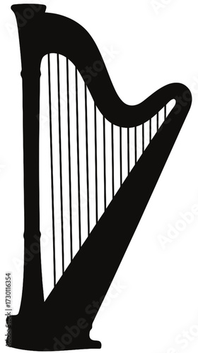 Harp Silhouette Vector | Classical Musical Instrument Design