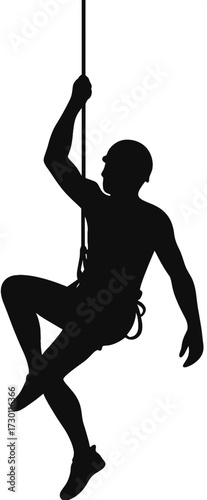 Rappelling Silhouette Vector | Extreme Sport Rock Climbing Design