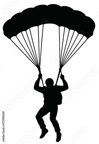 Parachutist Silhouette Vector | Extreme Sport Skydiving Design

