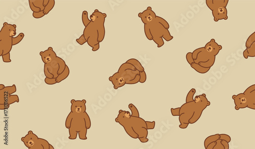 Cutest bear pattern background vector design
