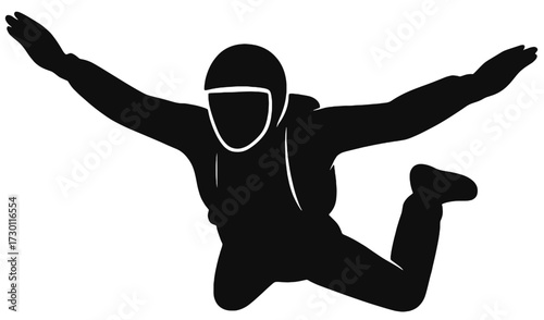 Skydiver Silhouette Vector | Freefall Extreme Sport Illustration