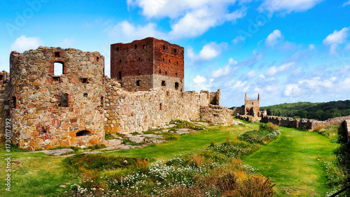 the ruins of hammershus slot castle on the baltic island of bornholm in denmark