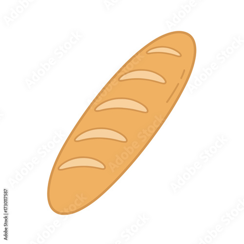 Cartoon drawing of a crusty brown baguette with tan cuts.